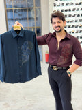 Blue Luxe Embroidered Formal Shirt